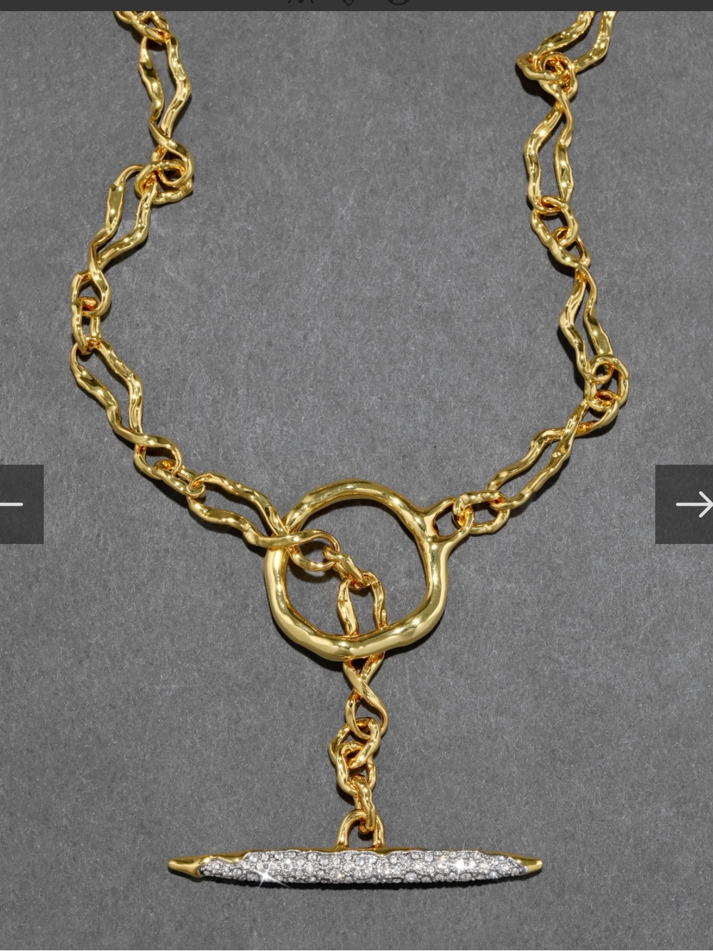 Alexis Bittar Solanales Gold Crystal Toggle Necklace